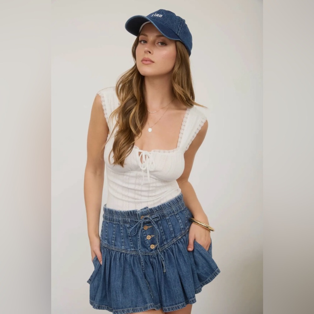 Blu Pepper White Lace-Trim Tank Top